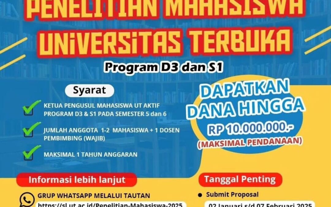 Gelontorkan Total Dana Ratusan Juta Rupiah, UT Umumkan Nama Mahasiswa Lolos Kompetisi Hibah Penelitian